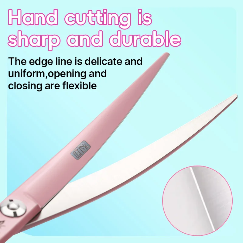 Fenice Macaron Color JP440C Steel 6.25/7/7.25 Curved Pet Grooming Scissors Dog Hair Trimming Shears for Pet Beautician Groomer