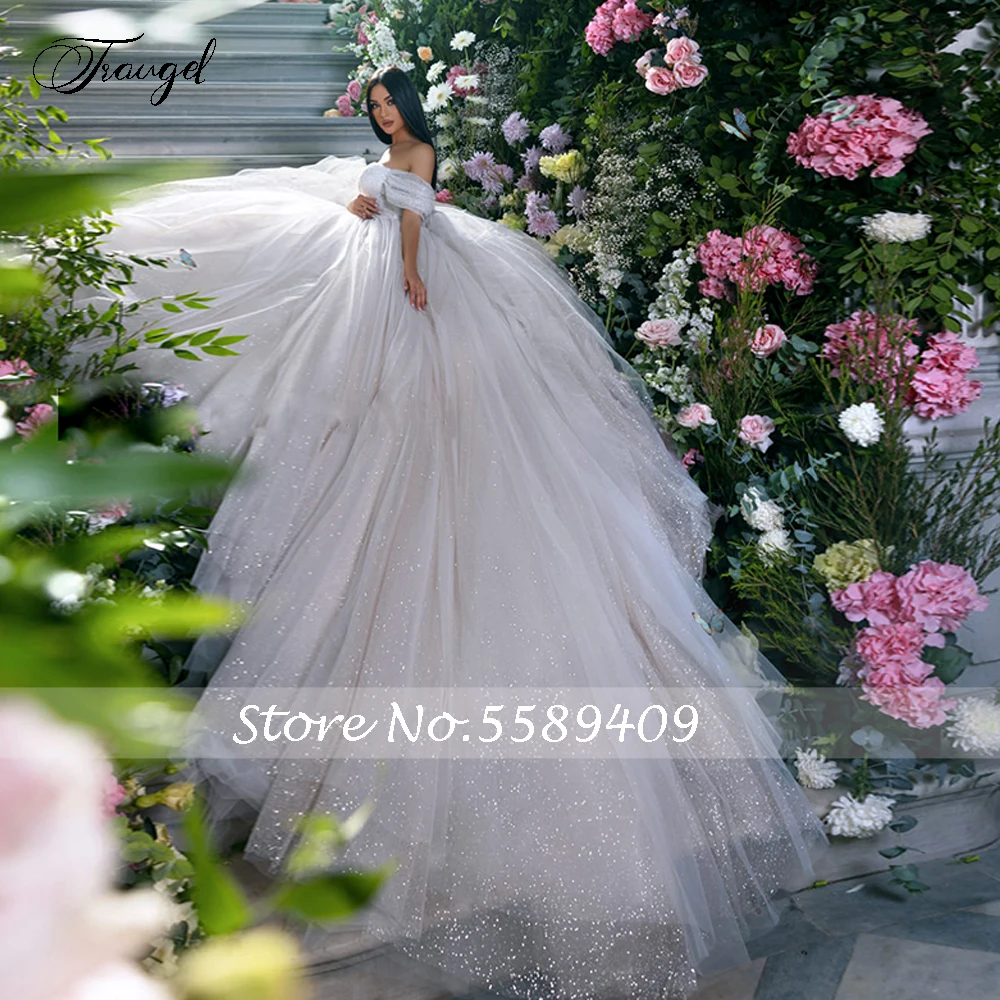 Dostosowana suknia balowa brokatowe suknie ślubne Sweetheart Off The Shoulder Vestido De Novia koronkowy haft Robe De Mariee