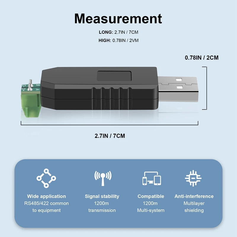 Adaptador Conversor USB para RS485 485, Suporte para Win7 XP Vista Linux, Wince5.0