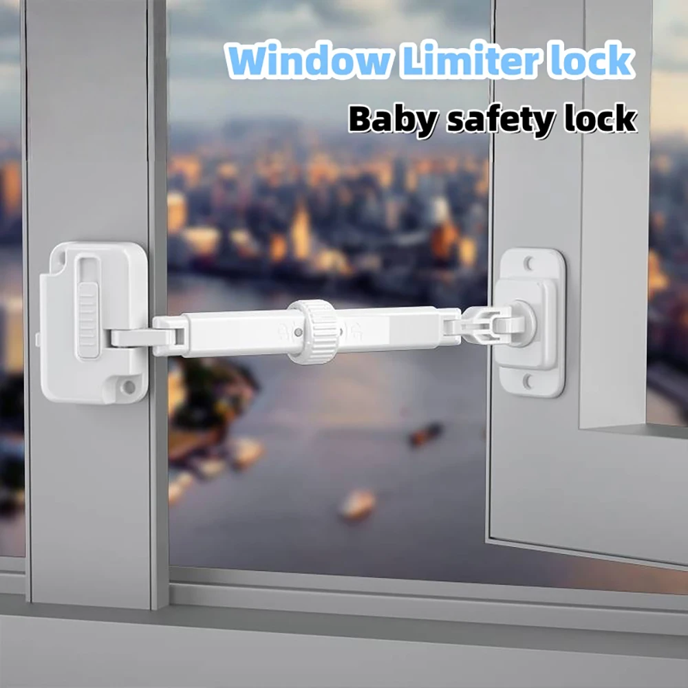 Perforation-free Window Limiter ABS Adjustable Self Adhesive Falling Prevention Anti-theft Window Locks Child Safety Buckle