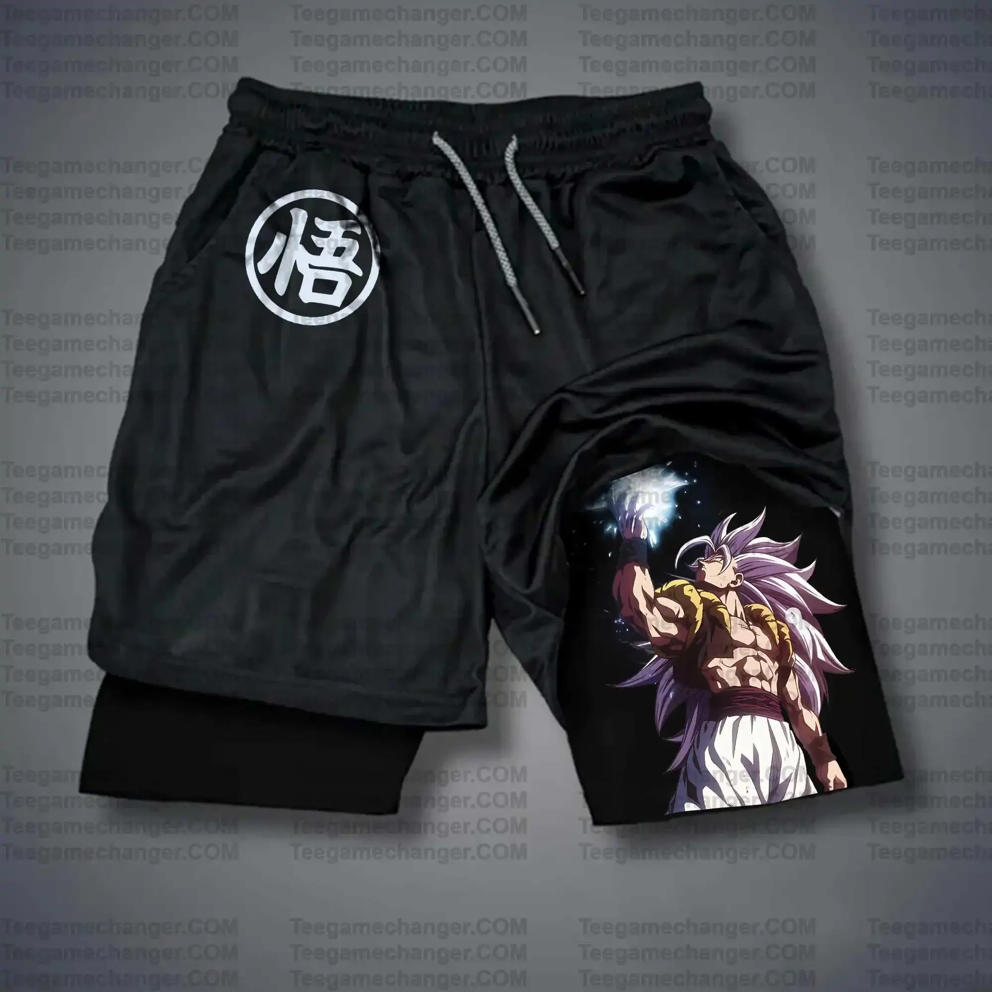 Teegamechanger Dragon Ball Z Goku Ultra Instinct Black Shorts الرجال القطن عادية الصيف الشارع الشهير موضة أنيمي الجرافيك طباعة