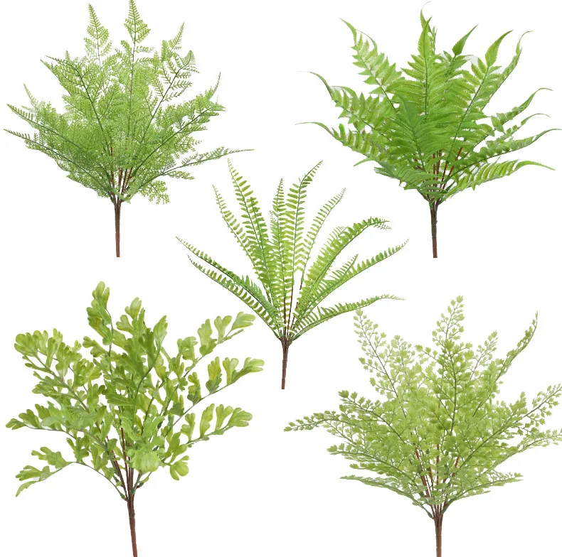 5PCS 45CM Artificial Plants Fake Boston Fern Greenery Outdoor UV Resistant Faux Plastic Plants Garden Porch Window Box Decor