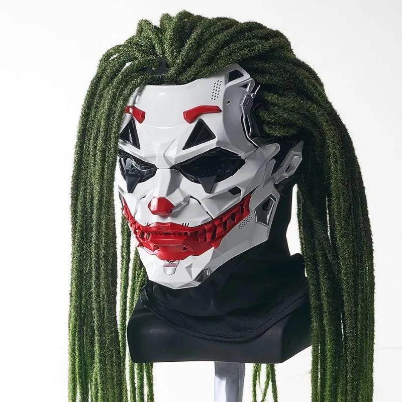 Anime Role Playing Costume Party Props Cyberpunk Masks with Dirty Braid Cosplay Halloween Full Face Unisex Hip Hop Vintage