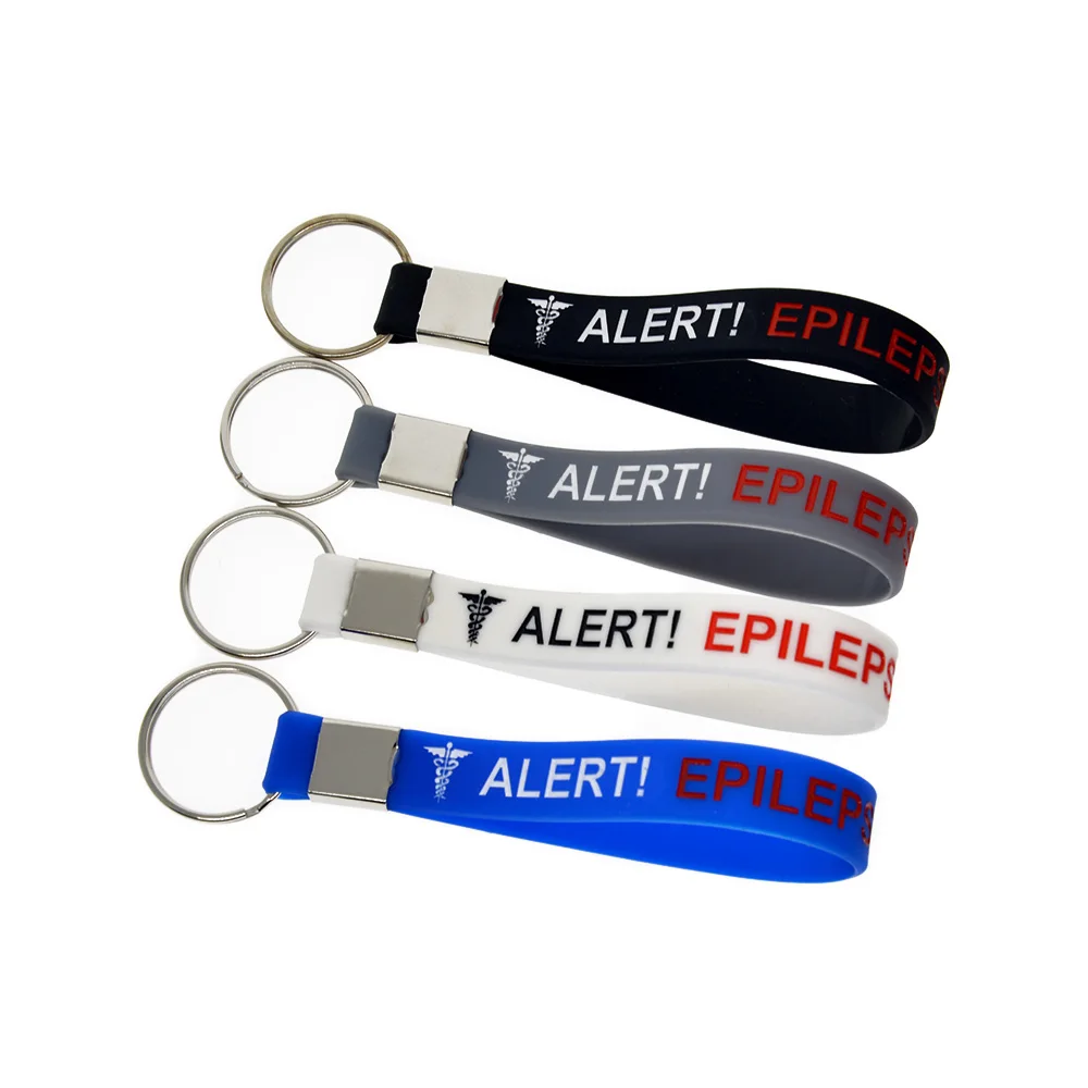 1 Stück Epilepsie-Alarm-Silikonarmband-Schlüsselanhänger, Notfall-Medizinischer Informations-Schlüsselring für Patienten und Pflegekräfte – Detail 8