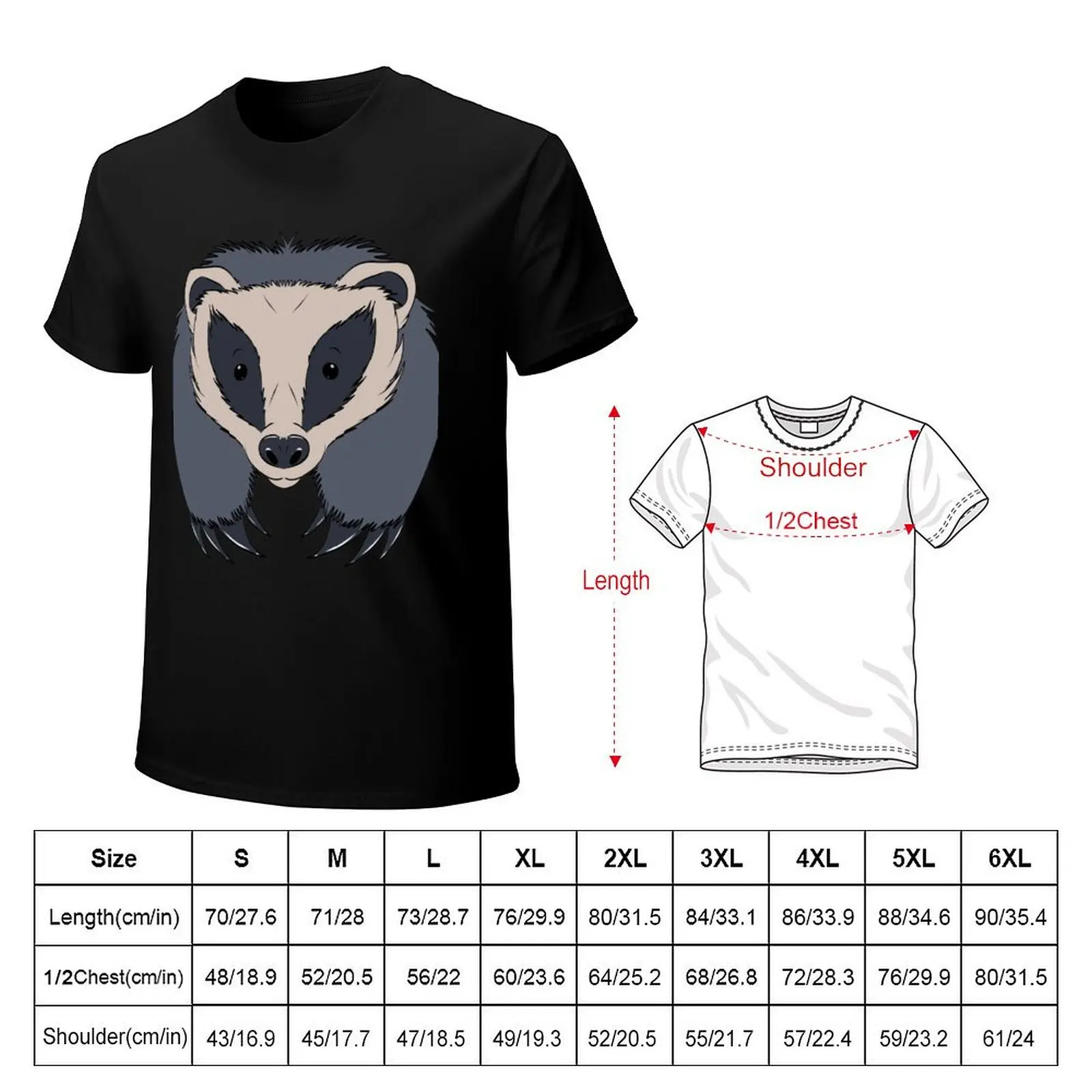 Badger Symmetry Graphic T-Shirt Basic Solid Color Casual Tee Shirt