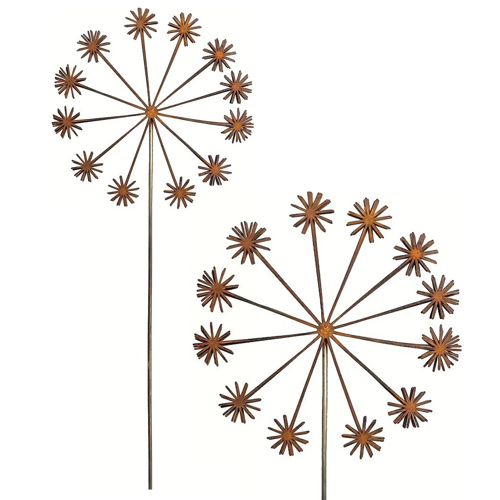 2Pcs Metal Rusty Garden Stake Decor Sturdy Flower Poppy Garden Stake Decoration Retro for Gardens Balcony Terrace Country Style