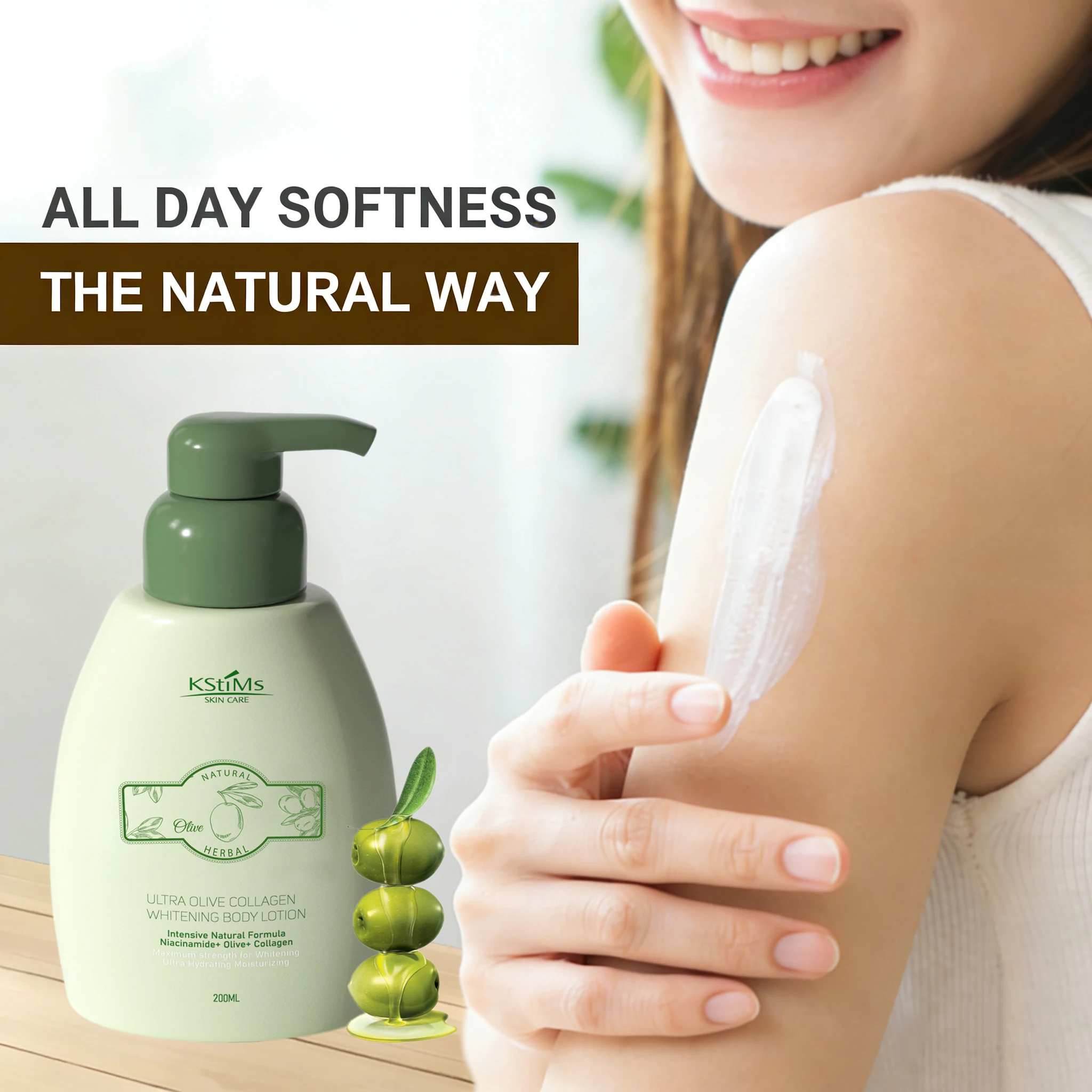 

Оливковый лосьон для тела, греческий ниацинамид, оливковое масло, лосьон для тела для женщин, естественное исцеление, восстановление и питание кожи с насосом