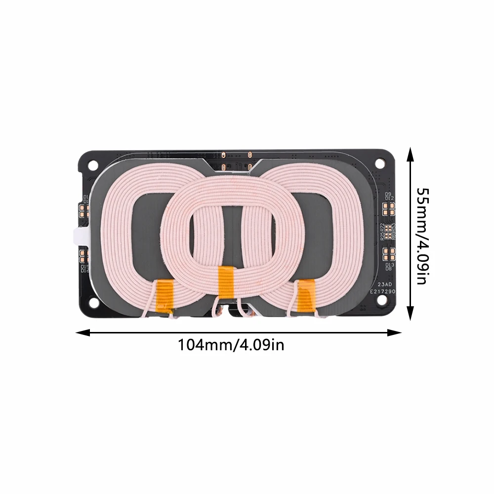 Placa de circuito de módulo transmisor de cargador inalámbrico Qi tipo C de 20W con 3 bobinas de 5V 9V 12V para fuente de alimentación exterior de coche DIY