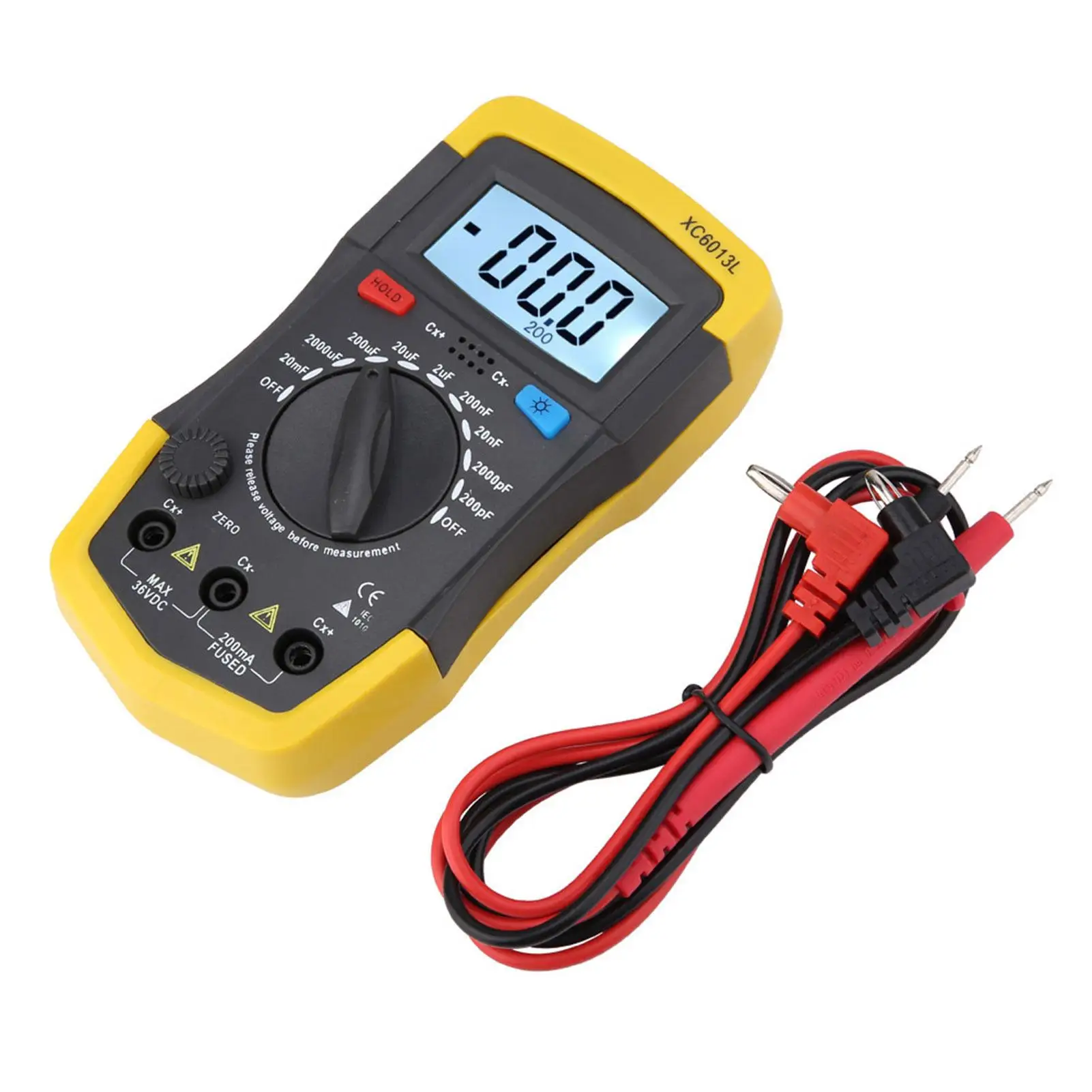 

6013L Handheld LCD Digital Capacitor Tester - mF uF Circuit Measurement Gauge, Portable Capacitance Meter