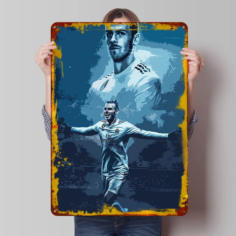 Gareth Bale Painting Printing Poster Customized Retro Wall Art Vintage Metal Signs for Fans House Decor Office Decoration Room