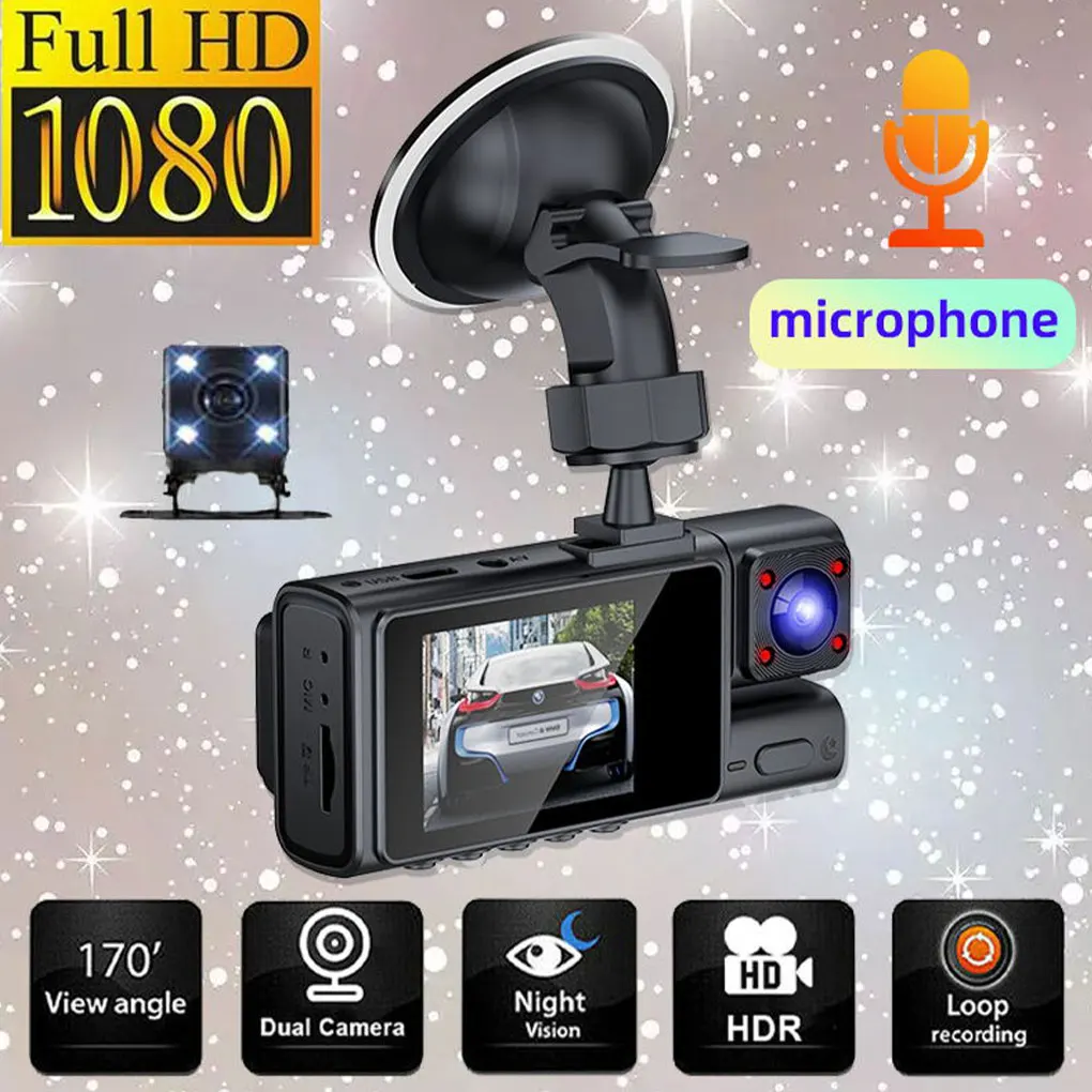 Plastic Large LED Screen Recording And 3-channel Recording WIFI Mobile Playback And Driving Recorder