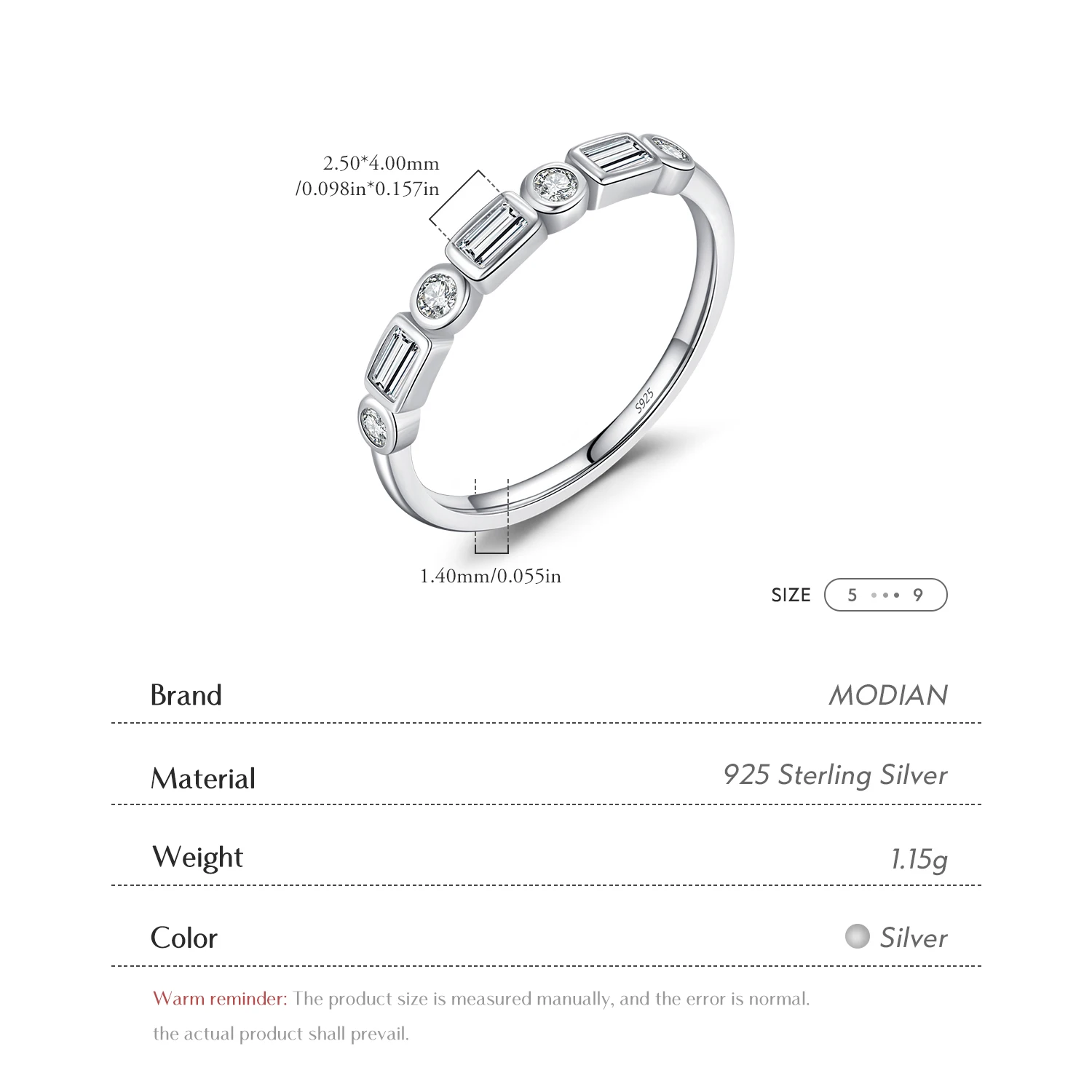 Modian 925 Sterling Zilveren Mode Ronde Rechthoek Oogverblindende Duidelijke Cz Band Ring Voor Vrouwen Bruiloft Verloving Fijne Sieraden