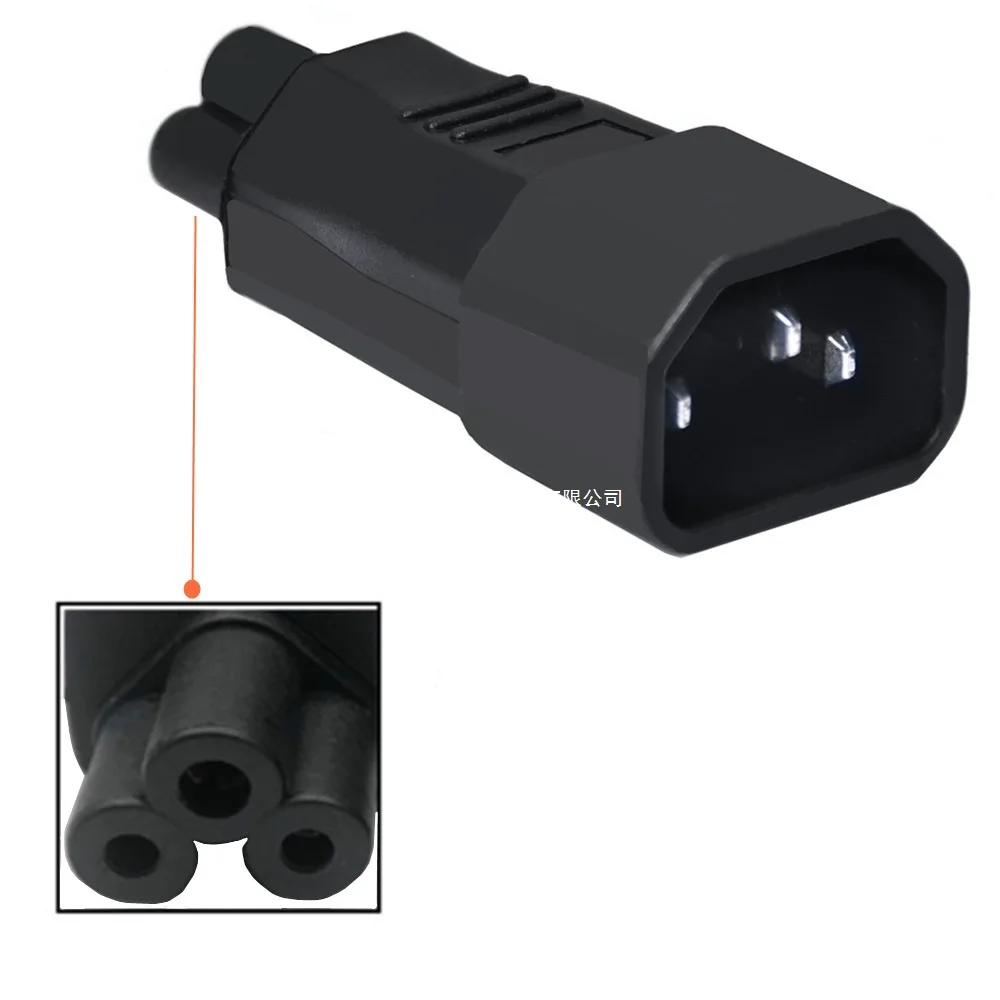1pcs Black IEC320 C14 to C5 Convert Power Connector UPS APC PDU Male to Female Power Socket Plug Adapter for Laptop Computer 10A