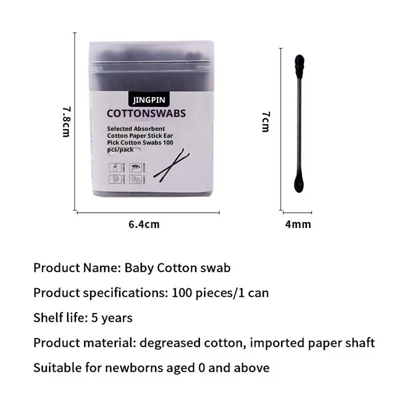 

100Pcs/Box Double Head Cotton Swab Stick Ear Spoon Ear Clean Makeup Manicure Cotton Swabs Disposable Cleaning Tools