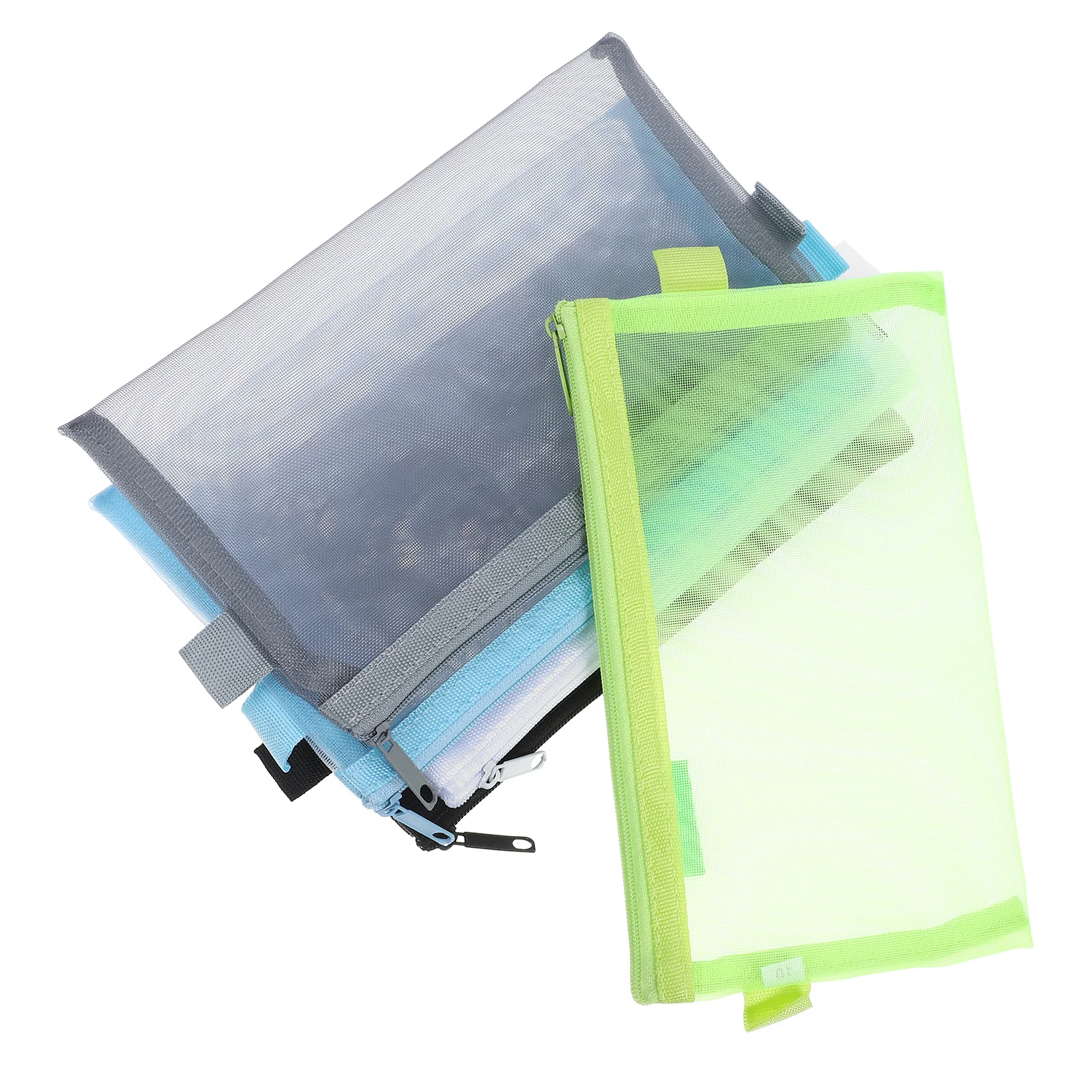 

5Pcs Zipper File Bags Mesh Storage Case Transparent Multipurpose Organizer Travel Pouch Pencil Case Bag Portable