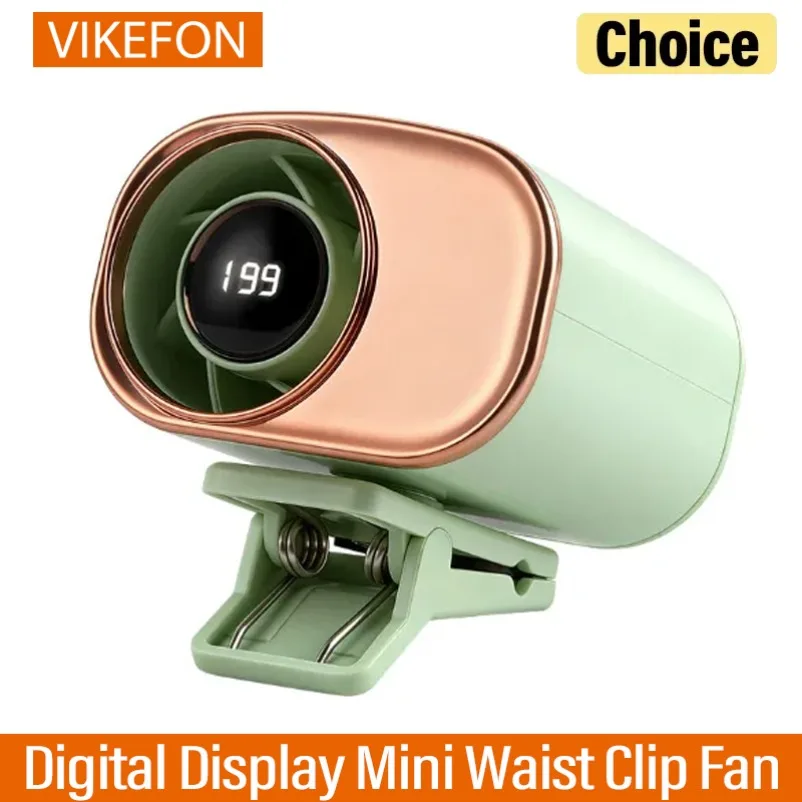 Lightweight Mini Waist Clip Fan 199 Speeds Brushless Motor 360° Rotatable Digital Display Type-C Rechargeable Outdoor Fan