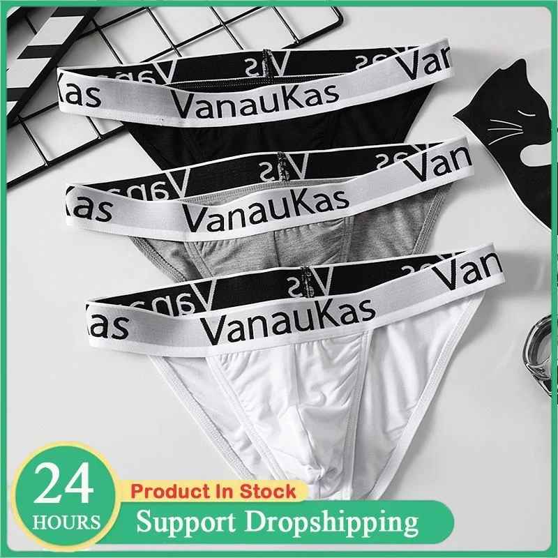 Summer Men's Underwear Briefs High-Cut Small Triangle Underpants Sexy Low-Rise Hollow Out Cotton Panties with Elastic Waistband
