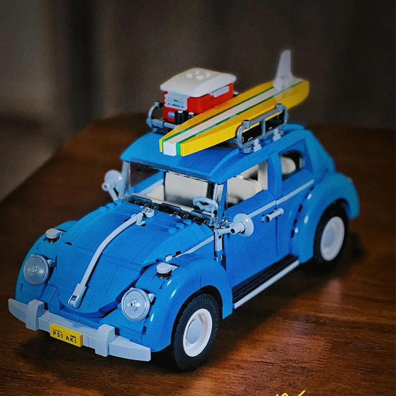 1167PCS Technical Blue Beetle Camper Car Building Blocks Model Creative Vehicle MOC 10252 Set Toys Bricks For Kids Adults Gifts