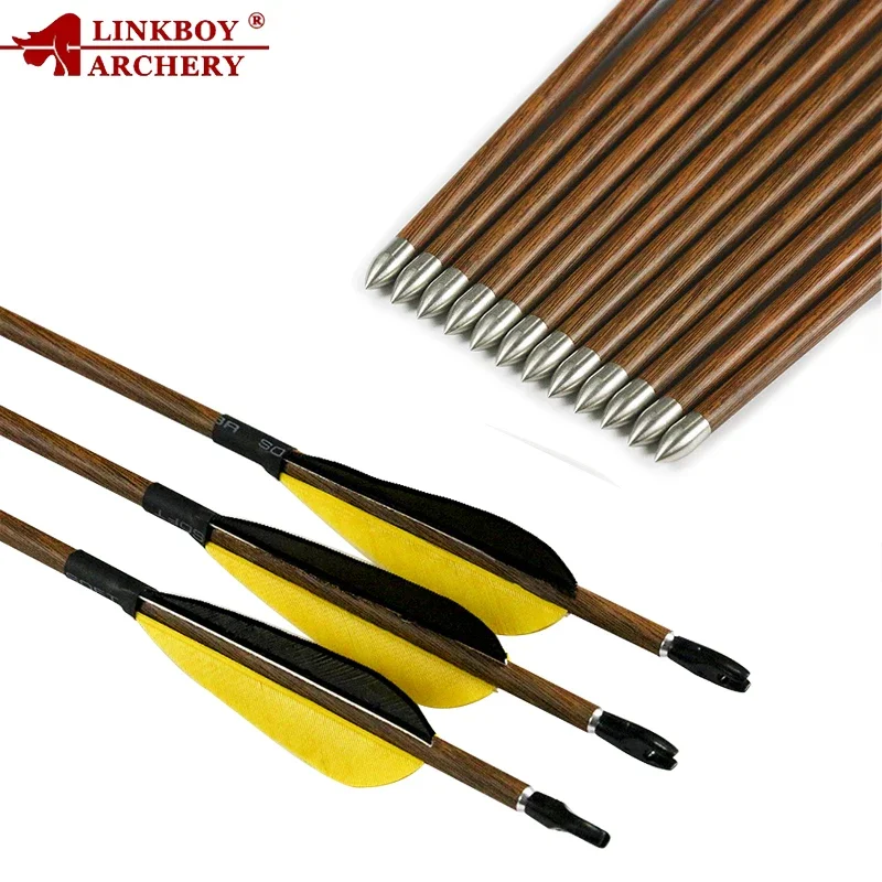 12pcs Linkboy Archery 100% Pure Carbon Arrows ID4.2mm Spine 600 3