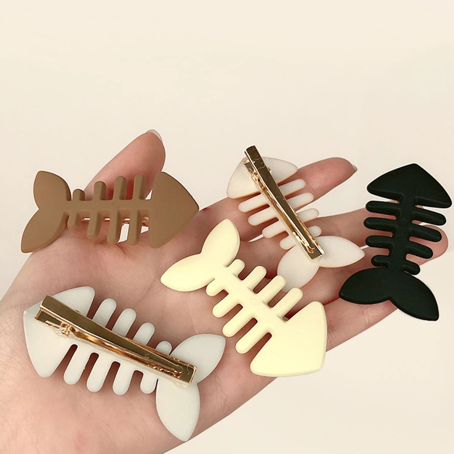 Mini Resina Sólida Fishbone Hairclips para Mulheres e Meninas, Franjas de Metal, Grampos Criativos, Sem Danos, Acessórios para Cabelo, 5 Cores, Bonitos