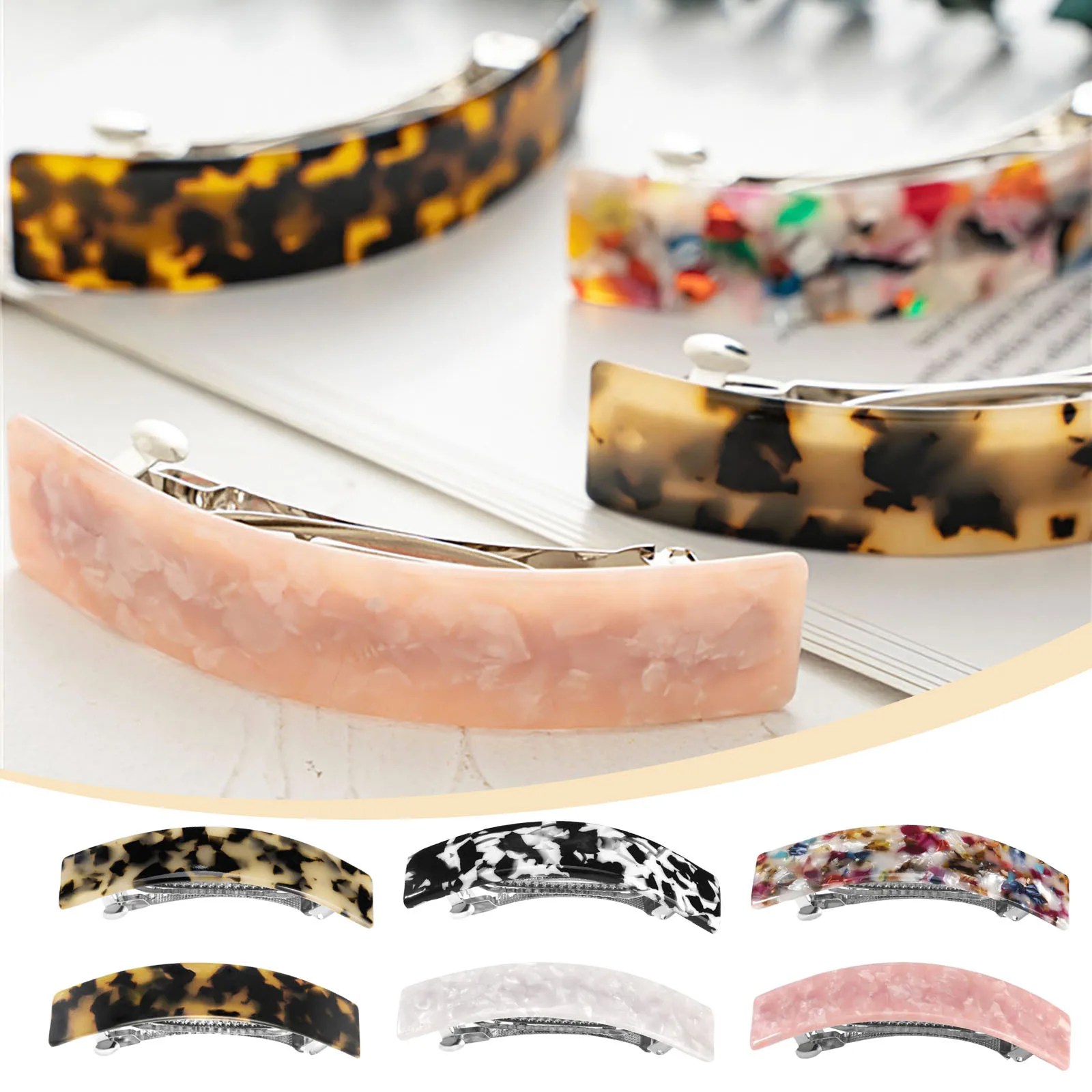 Multicolored Large Automatic Hair Clip Tortoise Shell Hair Accessories For Women Girls Thick Hair Clips Slide Accessories