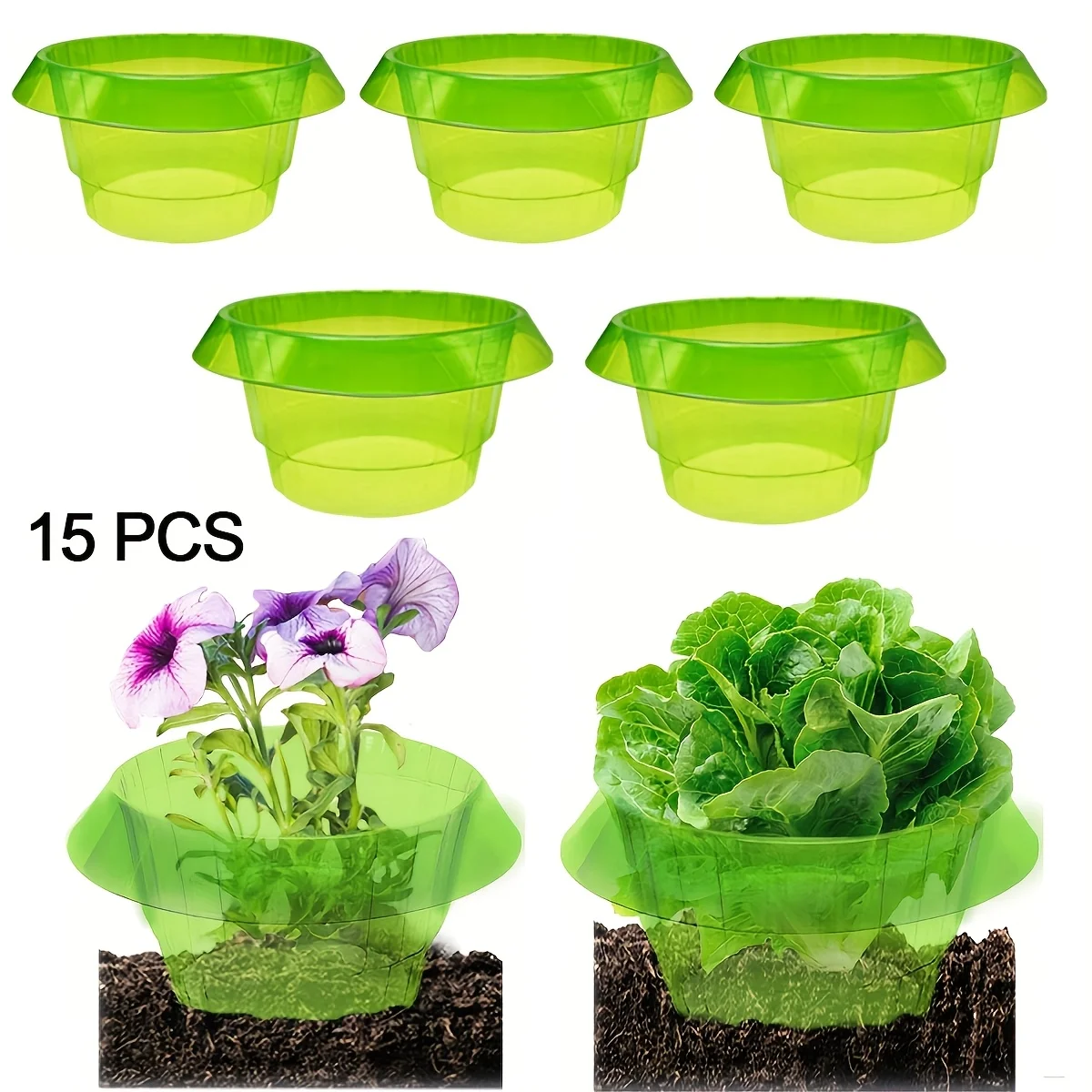 15pcs Garden Cloches Plastic Slug Snail Plant Protection Collars Plastic Cover Transparent Cap Garden Lawn Care Pest Control