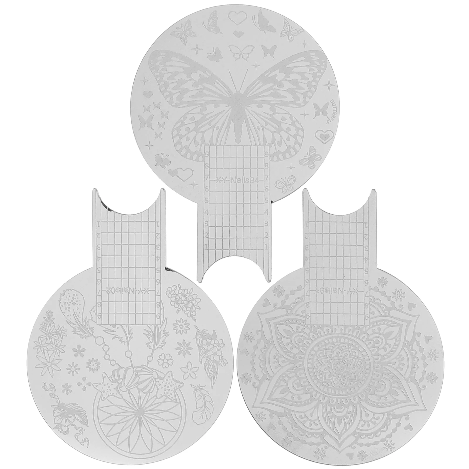 

3 Pcs Round Multi-functional Nail Print Stamp Kit Nails Stamper for Stamping Plate Stamps Steel