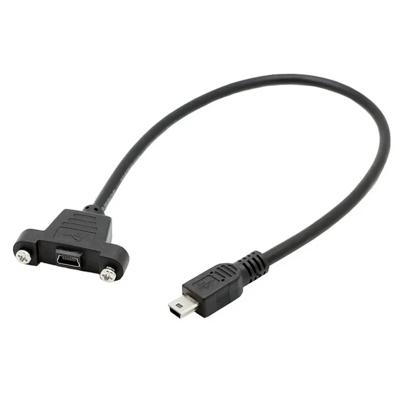 Panel Mount Type Mini USB 5Pin Male to Female Extension Adapter Cable with Screws 30cm 50cm