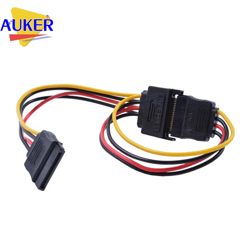 50 Stück Sata Power Y Splitter Kabel 15 Pin Sata Power Splitter Kabel Adapter Sata 15 Pin Stecker auf Dual Buchse Power Y-Kabel 20cm