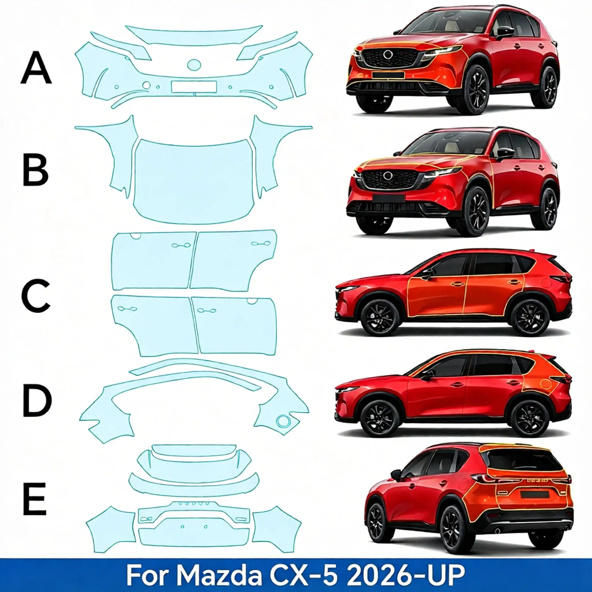 For Mazda CX-5 2026-2027 9Mil TPU Paint Protection Film Self-Healing Matte Clear Bra Pre-cut PPF Body Anti-Scratch Resistant