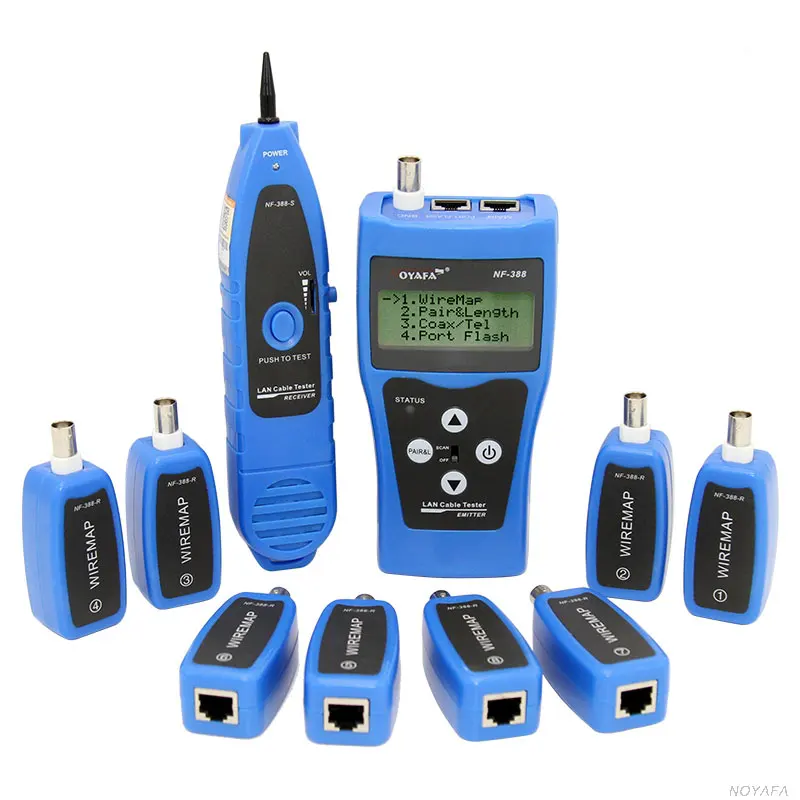 

NOYAFA NF-388 Multipurpose Network LAN Phone Cable Tester 8 far-end Test jacks, hunt 5E, 6E Wire Tracker Measure Cable Length
