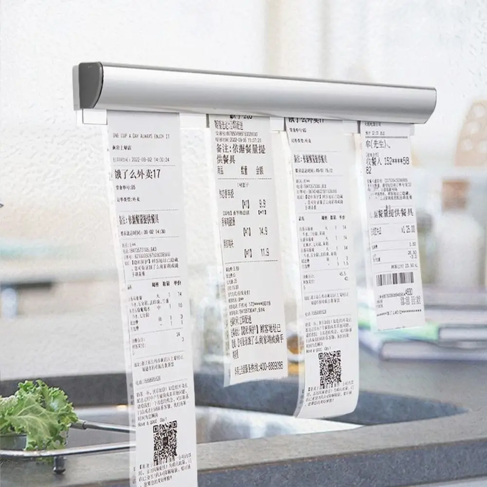 Durable Alloy Takeaway Order Organizer 30/40/50cm Punch-Free Bill Receipt Hanging Rack Ticket Paper Clip Kitchen