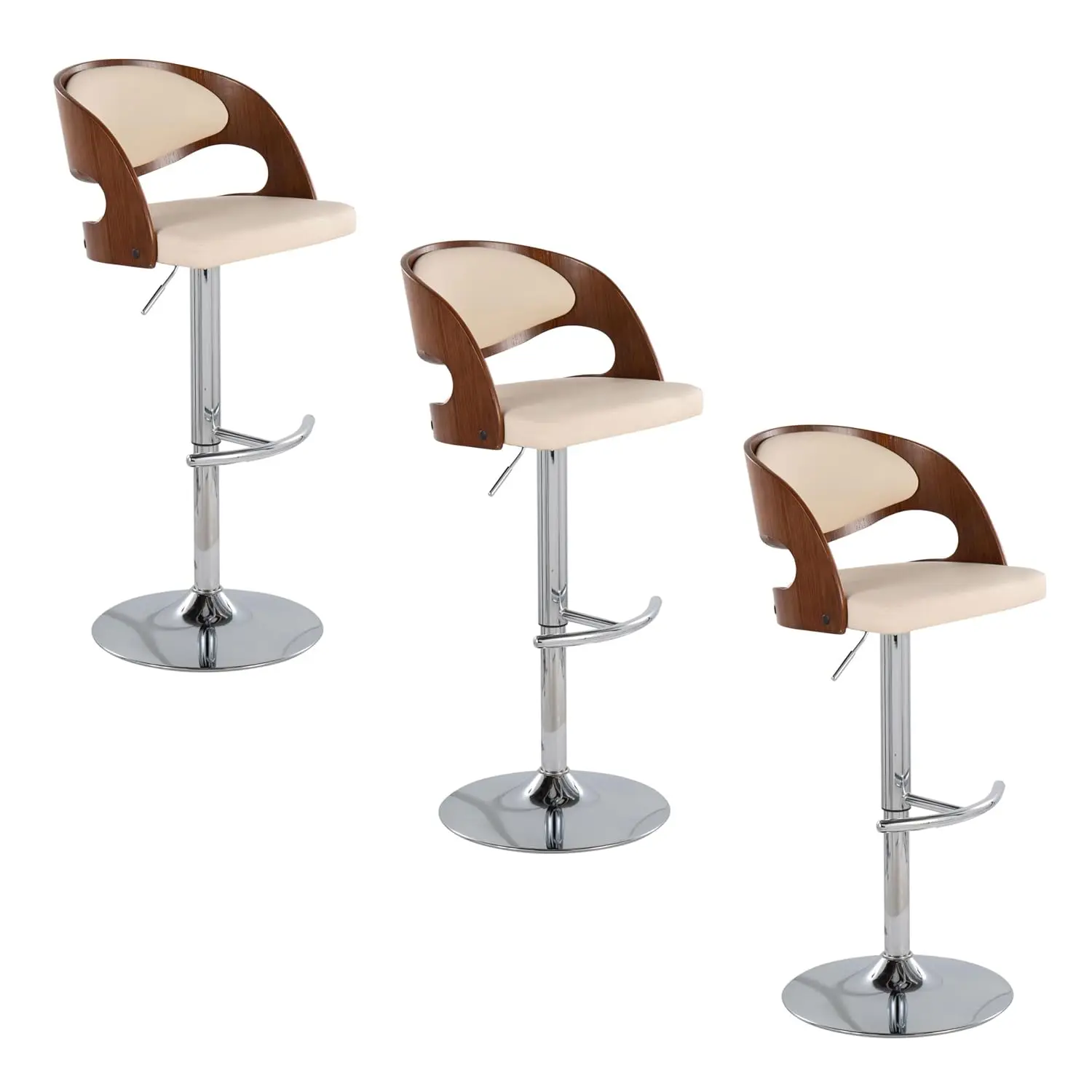 Adjustable Swivel Bar Stools Set of 3, Chrome Metal Counter Height Barstools for Kitchen Island, Customized - view 2