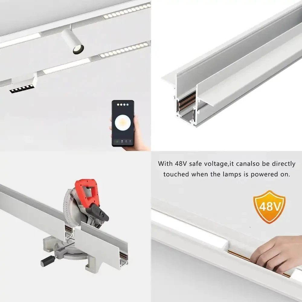 20W Smart Magnetic Adjustable LED Track Spotlight for Showroom Shop Exhibition Rail Lighting for LED Track Light for Retail