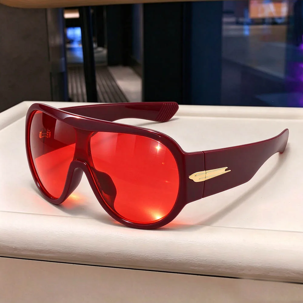 Neue modische, übergroße, schwarze einteilige Sonnenbrille für Damen und Herren, Vintage-Streifen-Design, Sonnenschutzbrille, sexy Driving Shades für Damen – Detail 20