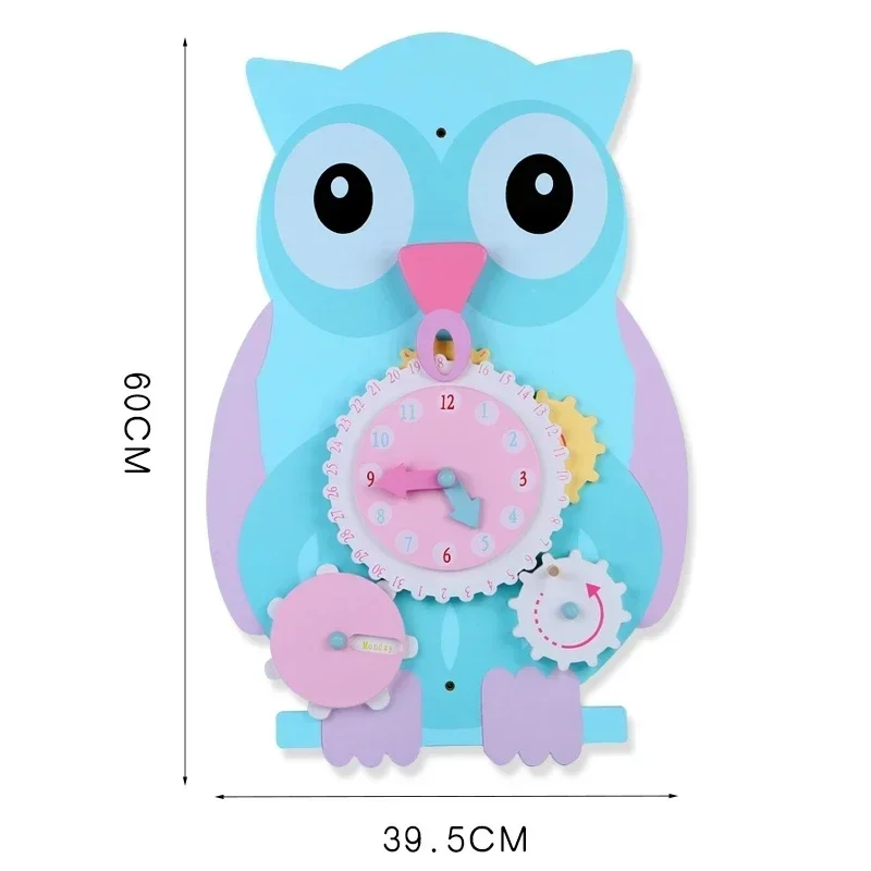 Animal Wall Game Clock Music Model Building Kit giocattoli educativi Cute Cow Sheep Owl gioco regali per bambini bambini giocattoli per bambini in legno