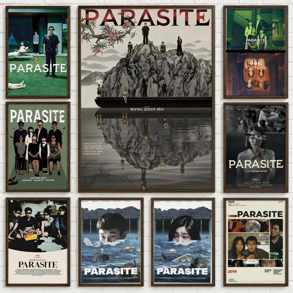 Korean Thriller Movie Parasite Poster Self-adhesive Waterproof Paper Sticker Art Coffee House Bar Room Wall Decor