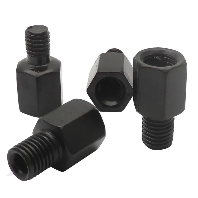 1 Pair Black Motorcycle Mirror Adapters M10 10MM M8 8MM Rearview Mirrors Conversion Bolt Clockwise Anti-clock Right Left Thread