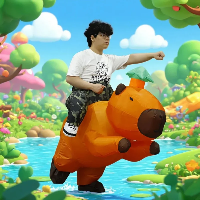 الكبار كابيبارا نفخ البدلة ركوب كابيبارا الجدة لعب الأدوار زي هالوين حفلة فستان نفخ البدلة