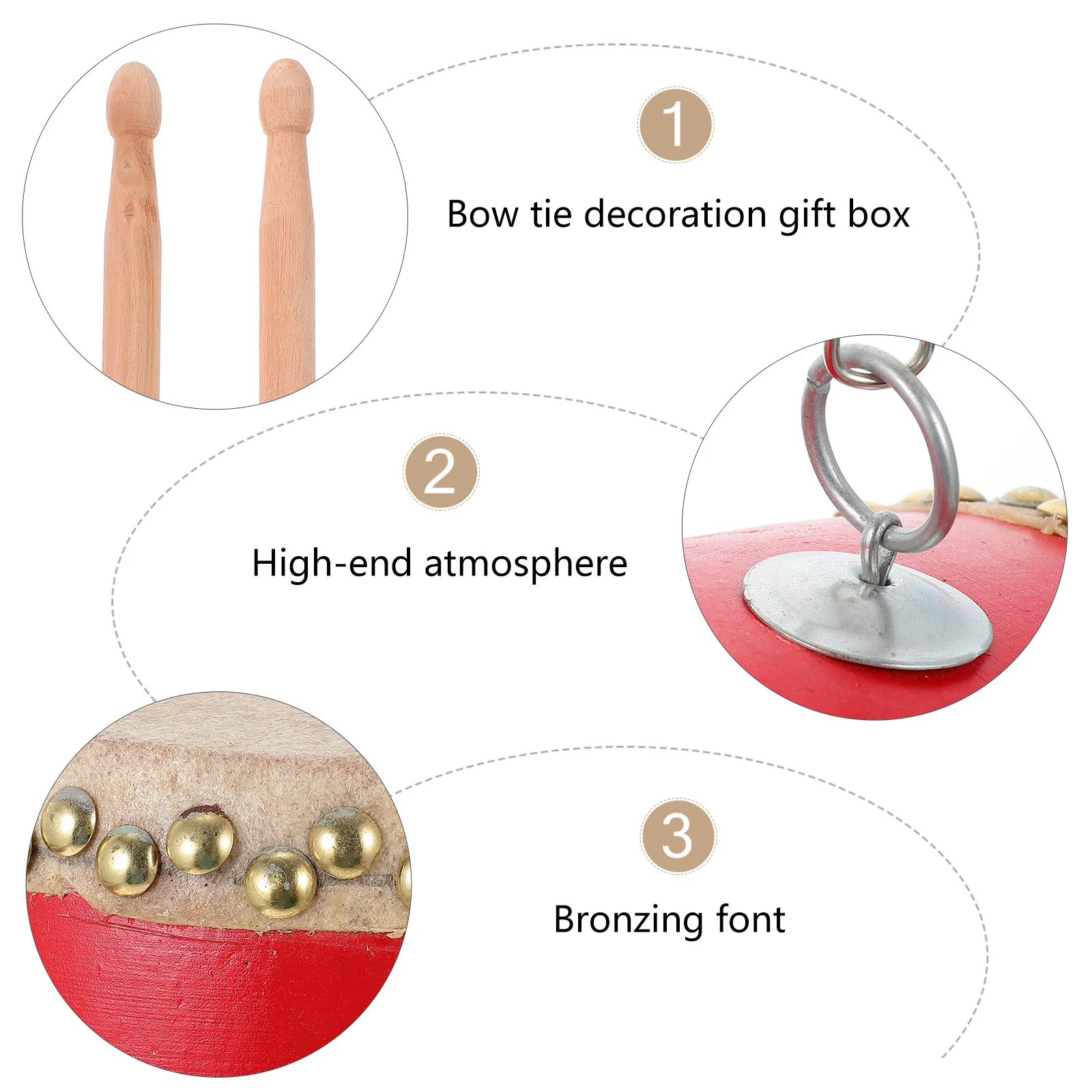 1pc Drachen Muster Taille Trommel Rot Holz Traditionelle Chinesische Percussion Instrument Für Kinder Tragbare Leistung Dance