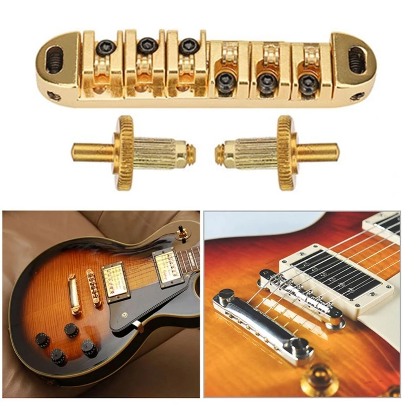 6-Strings Tune O-Matic Guitar Bridge and Allen Wrench with Studs Set for LP Les Electric Guitar Parts Replacements 69HD