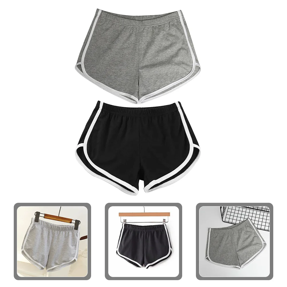 

2Pcs Yoga Running Shorts for Women Burgundy Gray Lightweight Sports Shorts Breathable Gym Training Pants Comfortable Athletic