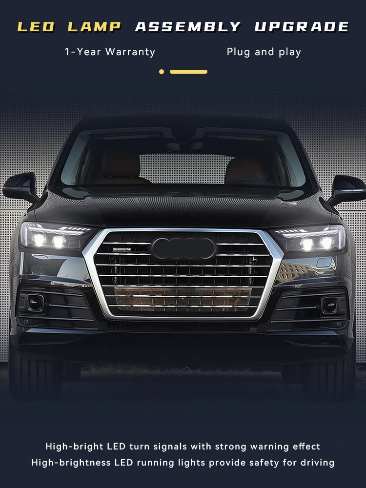 Car Headlights Full LED Lamps For Audi Q7 Upgrade Newest Style 2016-2019 Front Lamp DRL Automatic Turn Signal Tools Accessories