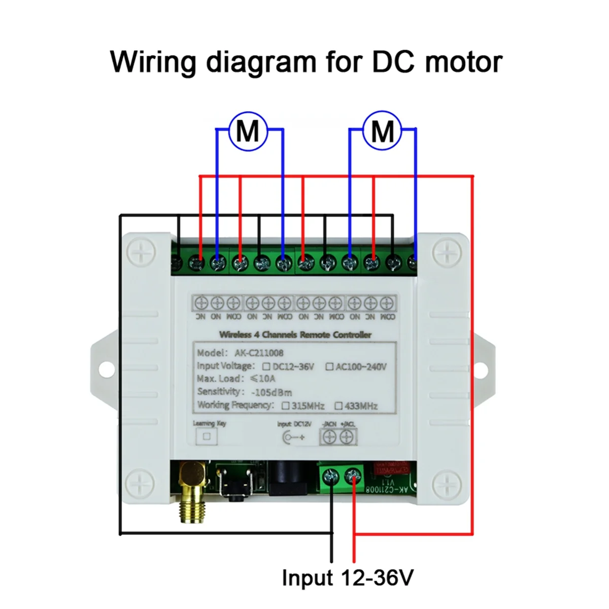 ABZV-DC12V 24v 36v 4ch controle remoto sem fio led interruptor de luz saída relé rádio rf transmissor à prova dwaterproof água 433mhz receptor