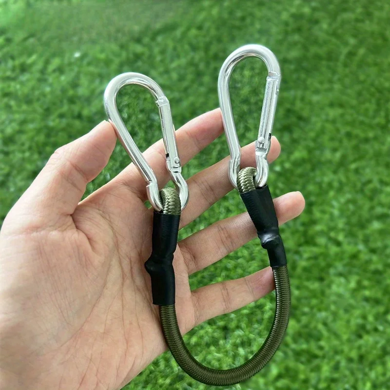 2pcs Heavy-Duty Elastic Rope with Carabiner Hooks Flexible and Durable 12-Inch Lanyard for Baggage Cargo