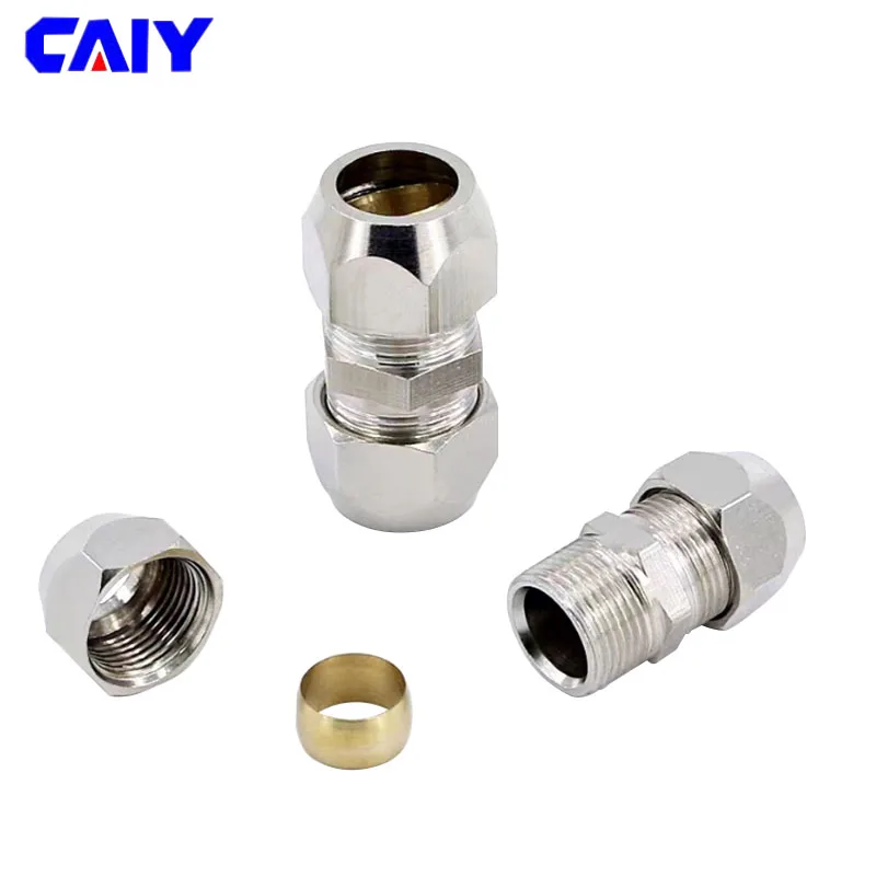 Pneumatic Tube Fittings 4 6 8 10 12 14 16mm Brass Ferrule Compression Oil Water Gas Fitting T-type L-type Cross-type Connector