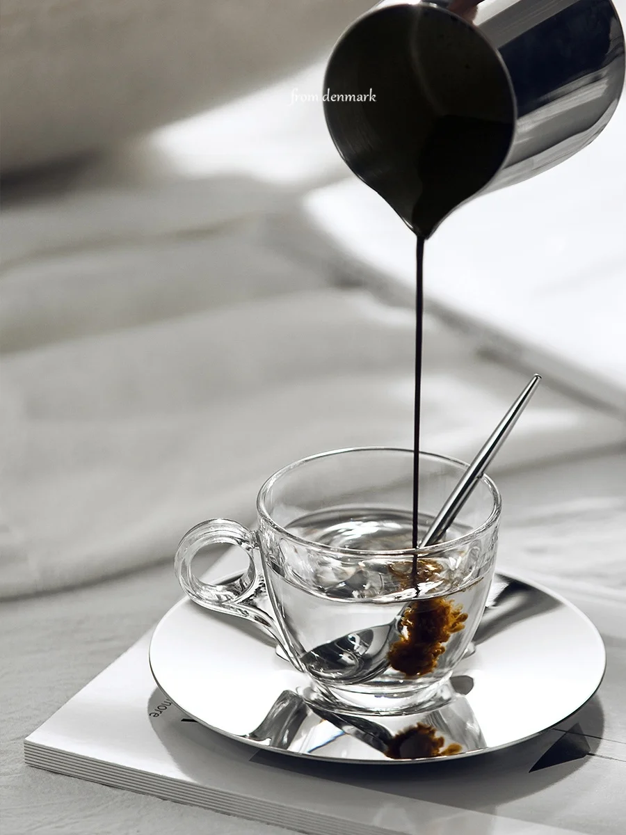 

Nordic ternoon Tea Set Premium Briti Sle Coffee Cups And Saucers High End Glass Coffee Utensils Dining Table Decor