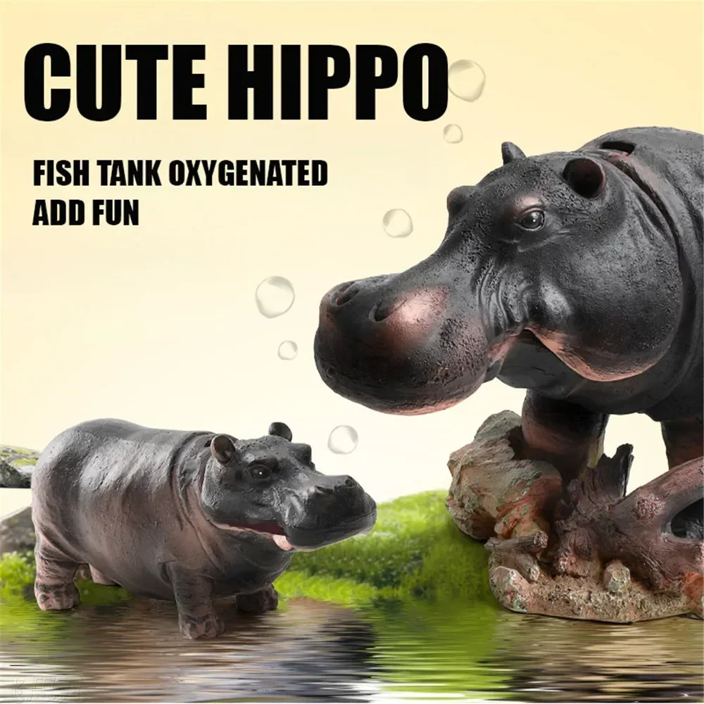 Fish Tank Decorations Hippo - Perfect Aquarium Accessories Air Bubbler - Increase Oxygen Levels, Aquarium Remove Oil Film