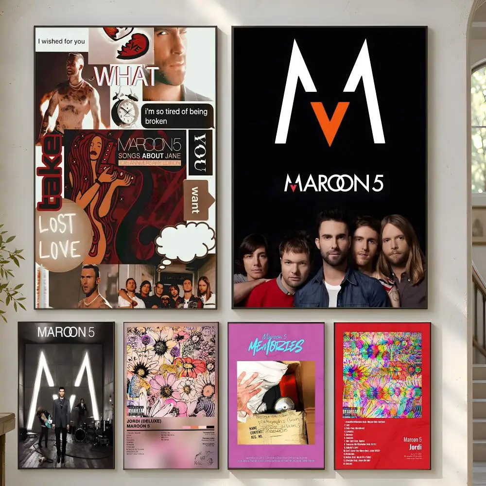 Classic Band M-Maroon 5 Energetic Poster Premium Modern Waterproof Wall Art Pictures for Bedroom Living Room Bar Decor