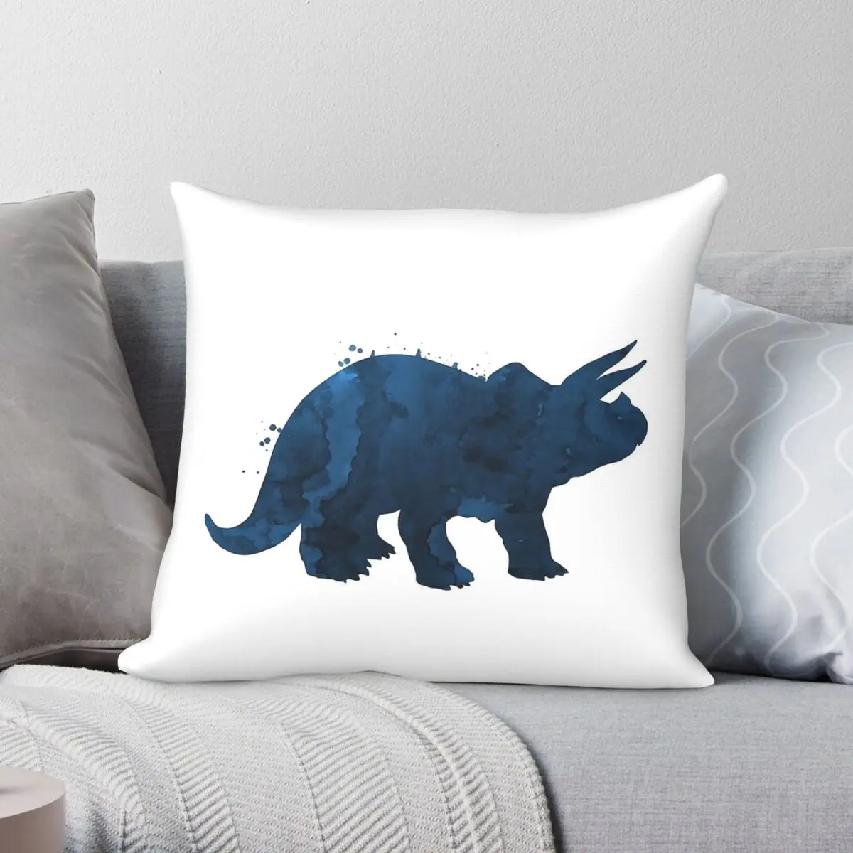Dinosaur Triceratops Pillowcase Polyester Linen Velvet Printed Zip Decorative Throw Pillow Case Sofa Cushion Cover